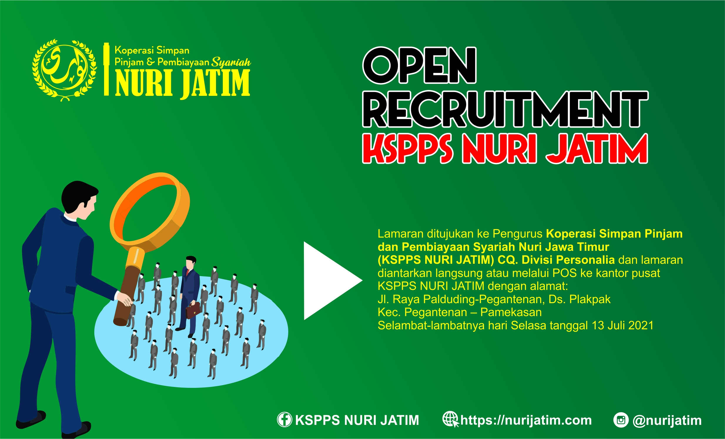 Rekrutmen Karyawan KSPPS NURI JATIM – Juli 2021